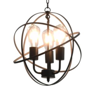 U24 griestu lampa, melna, bumba, 3 x E27 spuldzes