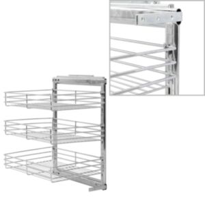U24 izvelkams virtuves stiepļu grozs ar 3 plauktiem sudraba 47x35x56 cm