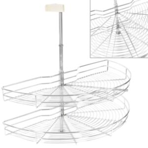 U24 Virtuves stiepļu grozs ar 2 plauktiem sudraba krāsā 180 grādi 85 x 44 x 80 cm
