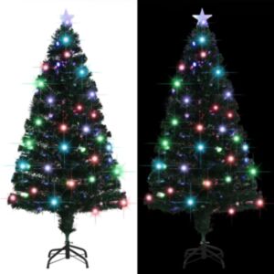 U24 mākslīgā egle ar pamatnes / LED gaismām 150 cm, optiskā šķiedra