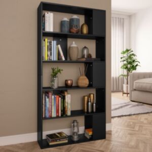 U24 grāmatu skapis / istabas sadalītājs melns 80 x 24 x 159 cm skaidu plātne