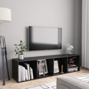 U24 grāmatu skapis / TV statīvs, melns 143 x 30 x 36 cm