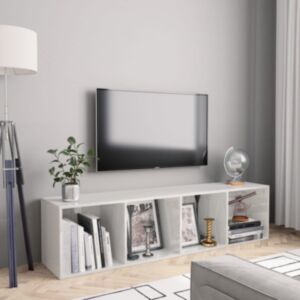 U24 grāmatu skapis / TV statīvs, spīdīgs, balts 143 x 30 x 36 cm