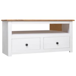 U24 stūra TV skapis balts 93 x 55 x 49 cm, priedes koks, Panama sērija