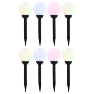 U24 āra saules lampas, 8 gab., LED, sfēriskas 15 cm RGB