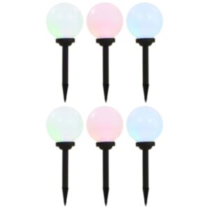 U24 āra saules lampas, 6 gab., LED, sfēriskas 20 cm RGB