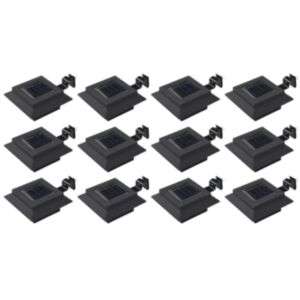 U24 saules dārza gaismas 12 gab. LED kvadrāts 12 cm melns