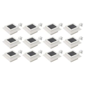 U24 dārza gaismas ar saules bateriju 12 gab. LED kvadrāts 12 cm balts