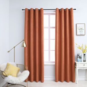 U24 плотные шторы с металлическими кольцами 2 шт, ржавчина, 140 x 245 см