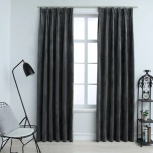 Pood24 pimendavad kardinad 2 tk konksud, samet, antratsiit, 140x175 cm