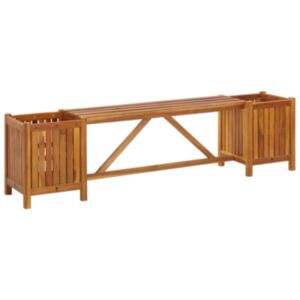 U24 Садовая скамейка с 2 ящиками для растений, 150 x 30 x 40 см, прочная древесина акации