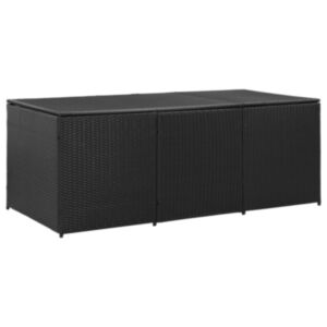 U24 dārza glabāšanas kaste, pulēts rotangpalma, 180 x 90 x 75 cm, melna