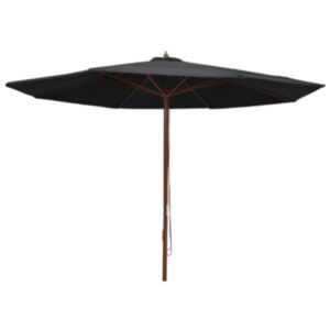 Pood24 päikesevari puust postiga 350 cm, must