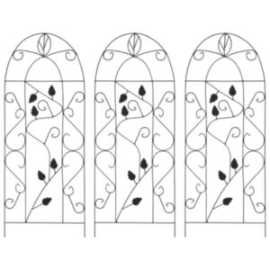 U24 kāpšanas augu balsts, 3 gab., Melns, 40 x 100 cm, dzelzs