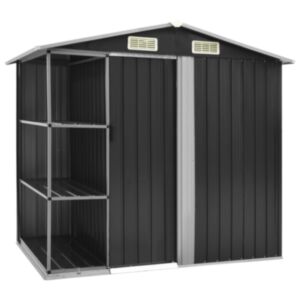 U24 dārza nojume ar plauktiem antracīta pelēks 205 x 130 x 183 cm, dzelzs