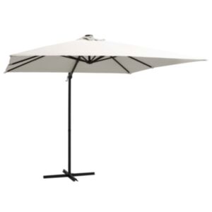 U24 konsoles dizaina saulessargs LED tērauda stabs 250x250cm smilšains