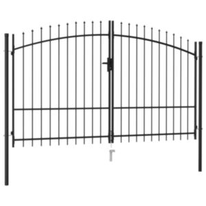 Pood24 kahepoolne aiavärav nooleotstega, teras, 3 x 1,75 m, must