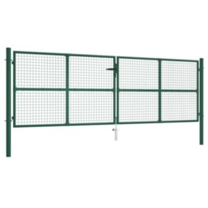 Pood24 võrkaia värav, teras, 400 x 125 cm, roheline