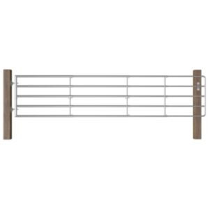 U24 5 stieņu lauka vārti, tērauds, (150-400) x 90 cm, sudrabs