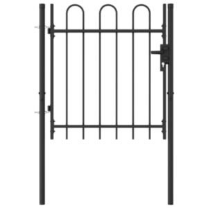 U24 vienpusēji dārza vārti, izliekta augšdaļa, tērauds, 1 x 1 m, melns