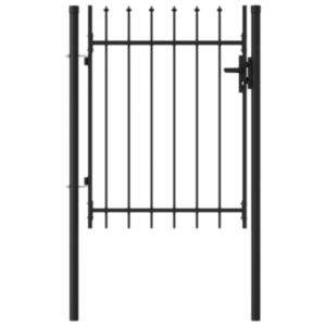 U24 vienpusējie dārza vārti ar pāļiem, tērauds, 1 x 1,2 m, melni