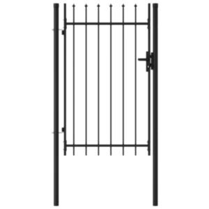 U24 vienpusējie dārza vārti ar pāļiem, tērauds, 1 x 1,5 m, melni