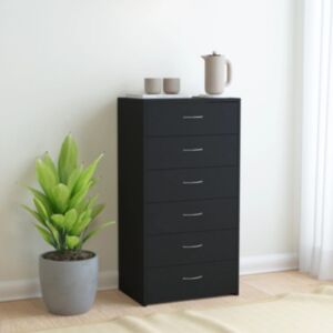 U24 bufete ar 6 atvilktnēm melna 50 x 34 x 96 cm skaidu plāksne