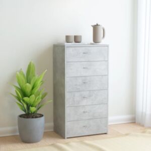 U24 bufete ar 6 atvilktnēm betona pelēks 50 x 34 x 96 cm skaidu plātne