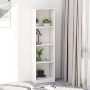 U24 4-х этажная книжная полка белая 40x24x142 см ДСП