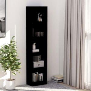 U24 5 stāvu grāmatu plaukts melns 40x24x175 cm, skaidu plātne