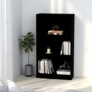 U24 3-х этажная книжная полка черная 60x24x108 см ДСП