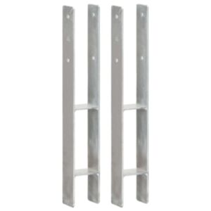 U24 zemes pāļi 2 gab. Sudraba 8 x 6 x 60 cm cinkots tērauds