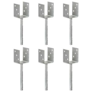 U24 zemes pāļi 6 gab. Sudraba 8 x 6 x 30 cm cinkots tērauds