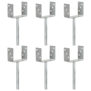 U24 zemes pāļi 6 gab. Sudraba 12 x 6 x 30 cm cinkots tērauds