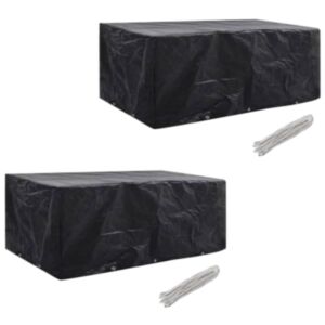 U24 dārza mēbeļu pārvalki 2 gab 8 personām pulēts rotangpalma ar 10 caurumiem 229x113 cm
