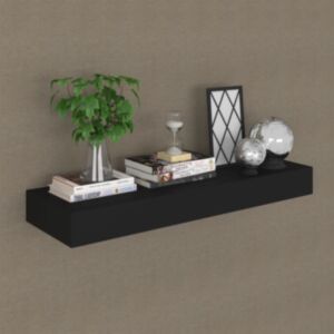 U24 sienas plaukts ar atvilktni, melns, 80 x 25 x 8 cm