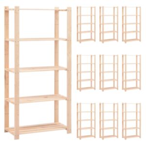 Pood24 5-korruselised hoiuriiulid 10 tk 80x38x170 cm männipuit 250 kg 