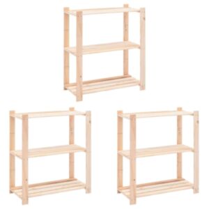U24 3-х этажные полки для хранения, 3 шт., 80x38x90 см сосна 150 кг