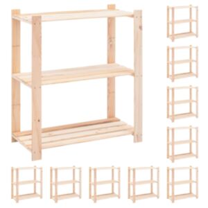 U24 3 stāvu uzglabāšanas plaukti 10 gab., 80x38x90 cm priedes koks 150 kg