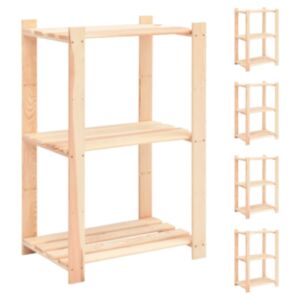 U24 3 stāvu noliktavu plaukti, 5 gab., 60x38x90 cm priedes koks 150 kg