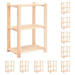 U24 3 stāvu noliktavu plaukti, 10 gab 60x38x90 cm priedes koks 150 kg