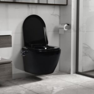 Sienas tualete U24 ar melnu bidē bez apmalēm