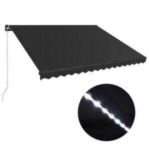 U24 manuāli izvelkams nojumes, LED 450x300 cm antracīta pelēks