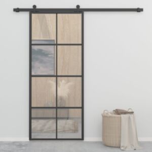 U24 bīdāmās durvis, alumīnija un ESG stikls, 83 x 205 cm, melns