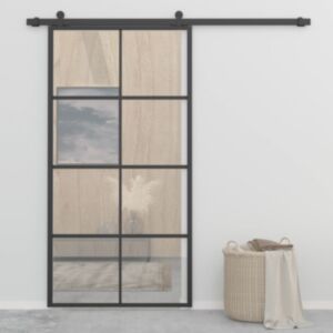 U24 bīdāmās durvis, alumīnija un ESG stikls, 102,5 x 205 cm, melns