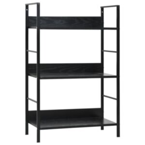 U24 3 stāvu grāmatu plaukts melns 60x27,6x90,5 cm, skaidu plātne