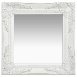 U24 baroka stila sienas spogulis 40 x 40 cm, balts