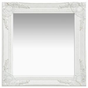 U24 baroka stila sienas spogulis 50 x 50 cm, balts
