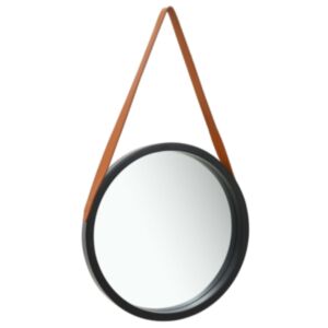 U24 sienas spogulis ar siksnu 50 cm, melns