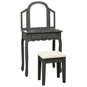 U24 tualetes galds ar izkārnījumiem, pelēks 65x36x128 cm, Paulownia koks, MDF
